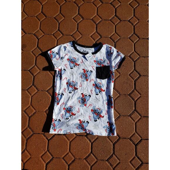 Disney Stitch Girls MD Christmas t-shirt new with tags - Picture 2 of 5